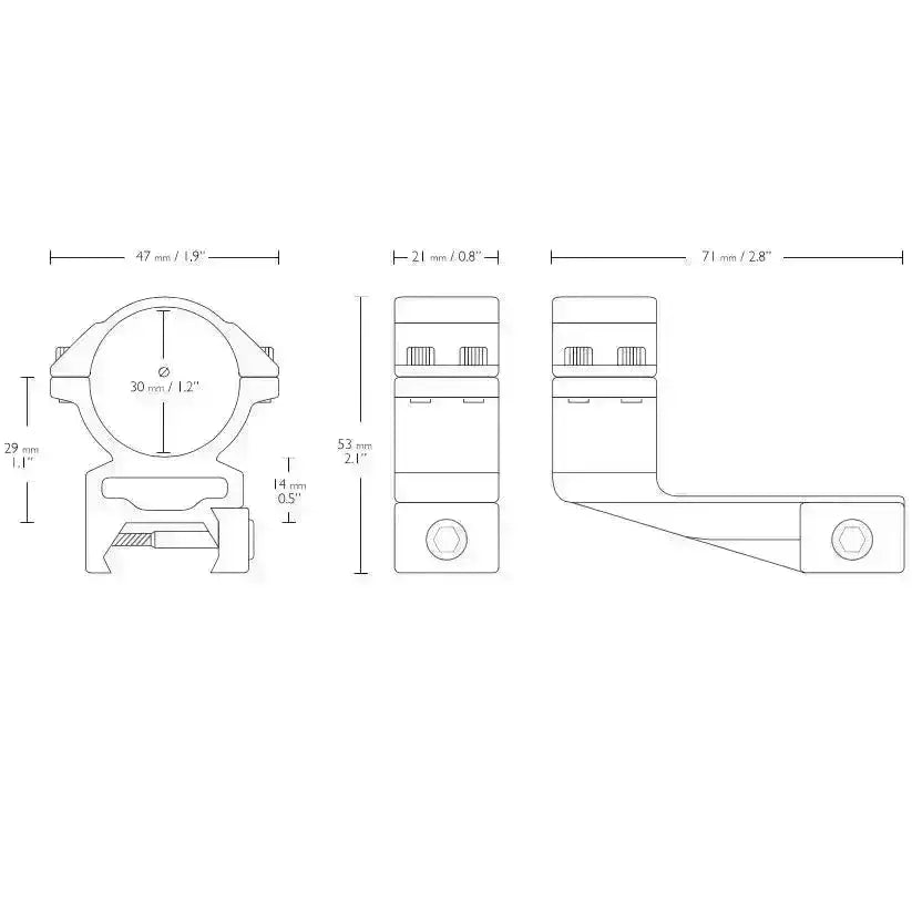 Hawke - Reach Forward Montasjeringer Høy Ø30 - 21mm - Game-On.no