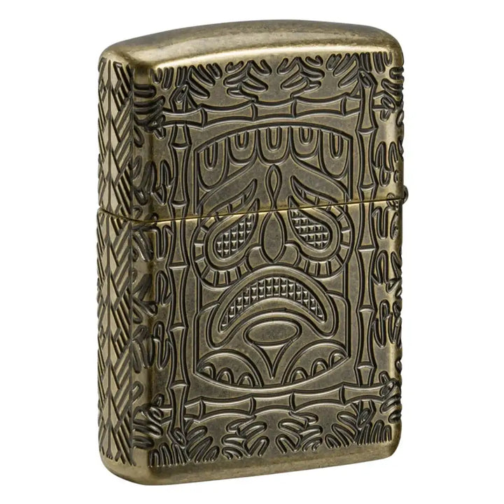 Zippo - Tiki Design Armor® - Antique Brass Lighter - Game-On.no