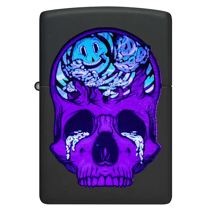 Zippo - Blacklight Skull Design - Mattamusta sytytin