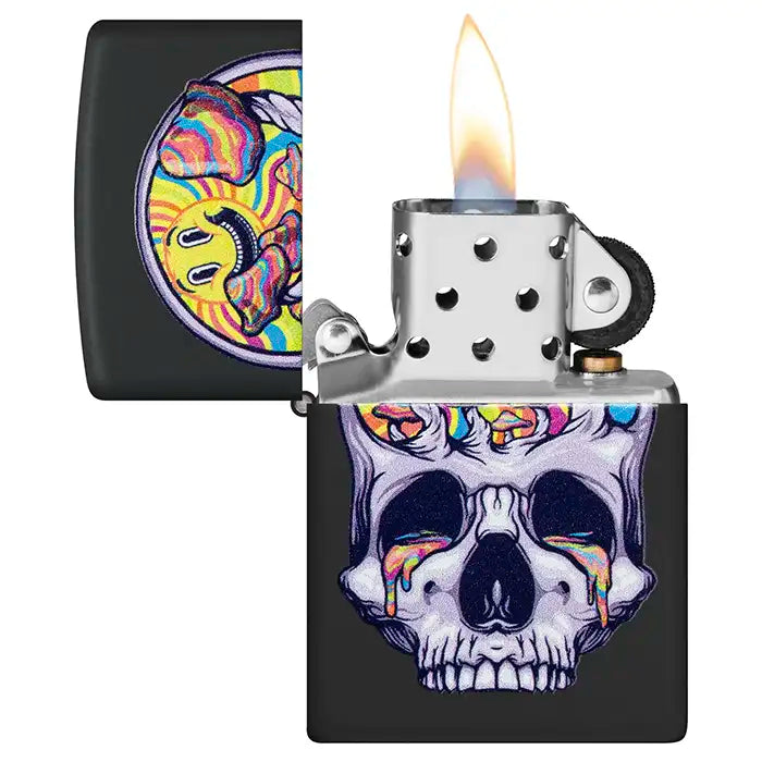 Zippo - Blacklight Skull Design - Mattamusta sytytin