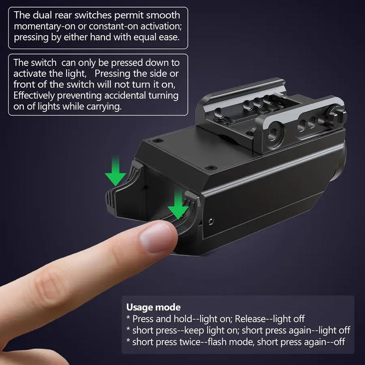 VTiGER - PL1 Oppladbar og Kompakt Lykt til Pistol - 1000 Lumen - 21mm Montasje