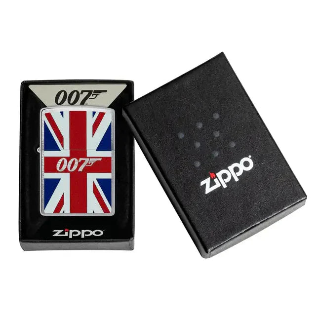 Zippo - James Bond Union Jack Motiv - Brushed Chrome Lighter