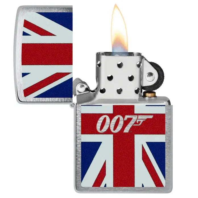 Zippo - James Bond Union Jack Motiv - Brushed Chrome Lighter