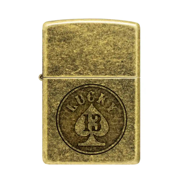 Zippo - Lucky 13 Motiv - Antique Brass Lighter