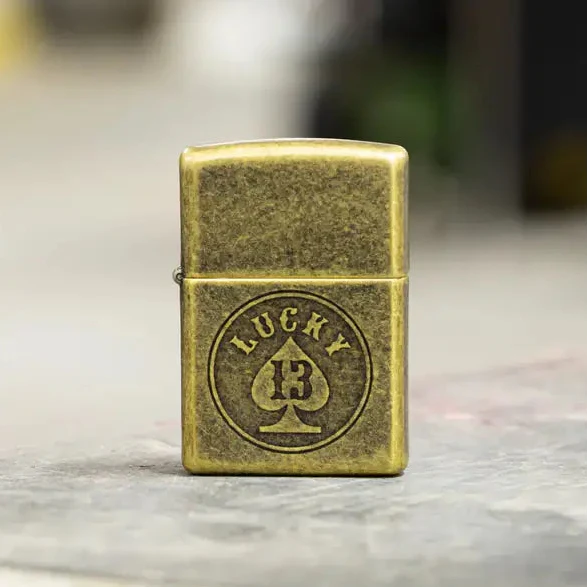 Zippo - Lucky 13 Motiv - Antique Brass Lighter