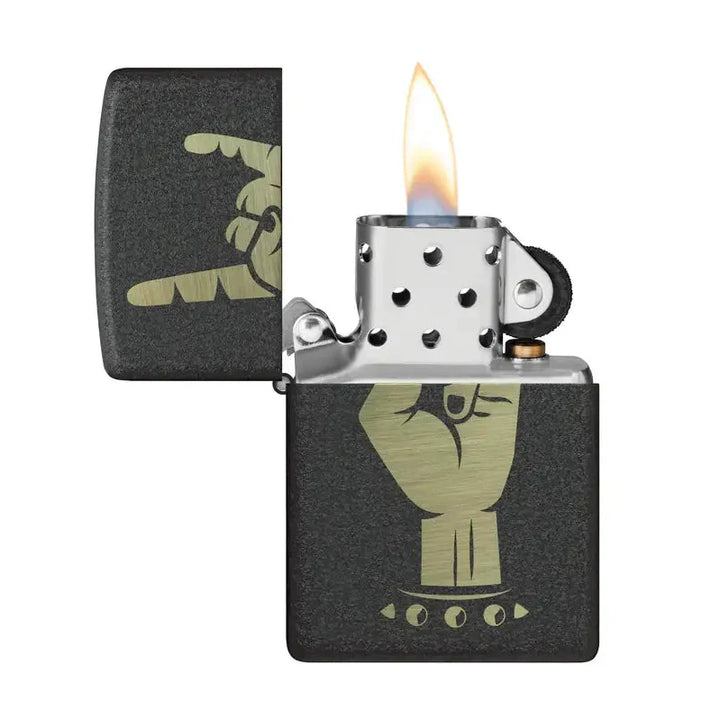 Zippo - Rock On Motiv - Black Crackle Lighter