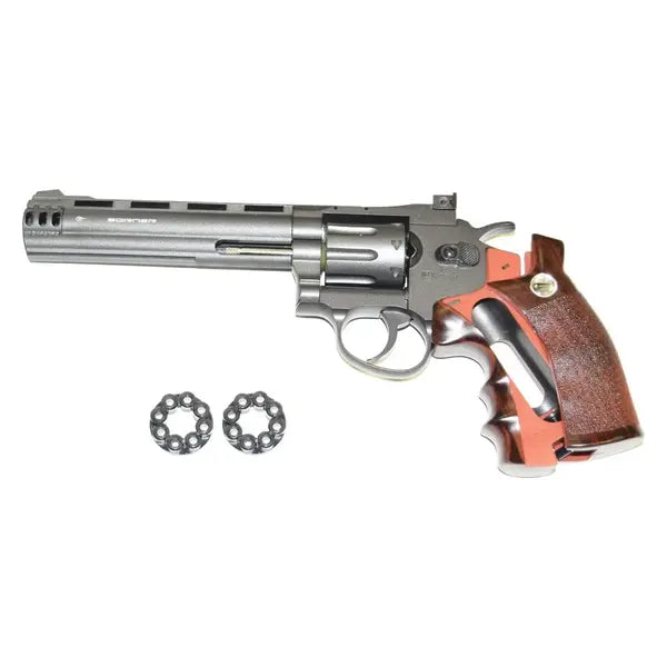 Borner Super Sport 704 revolver med skaftplate skjøvet tilbake for CO2-patron og to klipser
