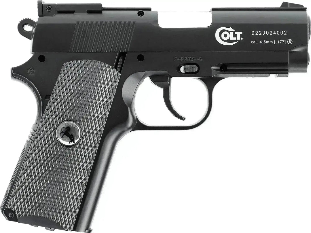 Colt Defender 4.5 mm Co2 Luftpistol Sort – Fullmetall og 16 skudds magasin - Game-On.no