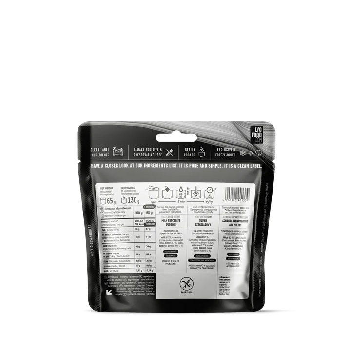 LYOFOOD Sjokoladepudding – Glutenfri turdessert med melk og ekte sjokolade - Game-On.no