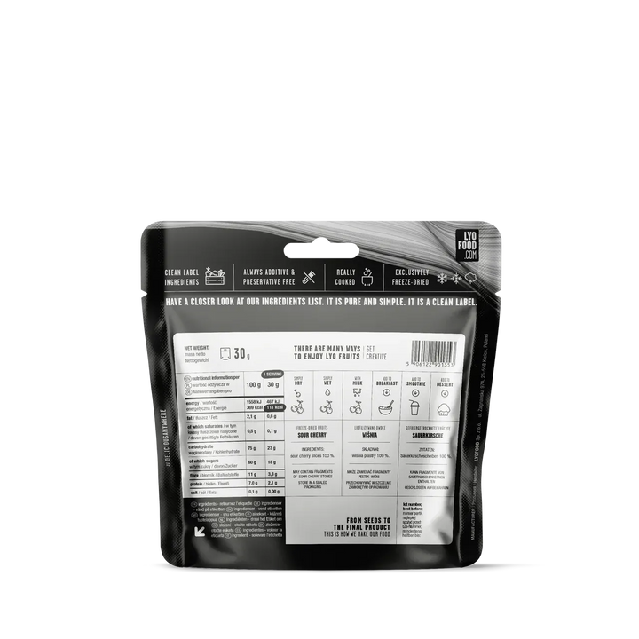 LYOFOOD Sour Cherry Slices – Frysetørkede surkirsebær uten tilsetninger - Game-On.no