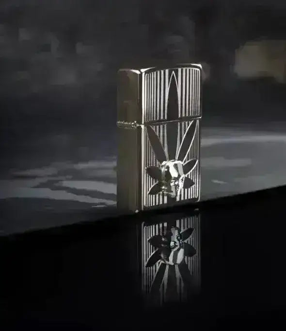 Zippo Lighter - Cannabis og 3D Hodeskalle - Game-On.no
