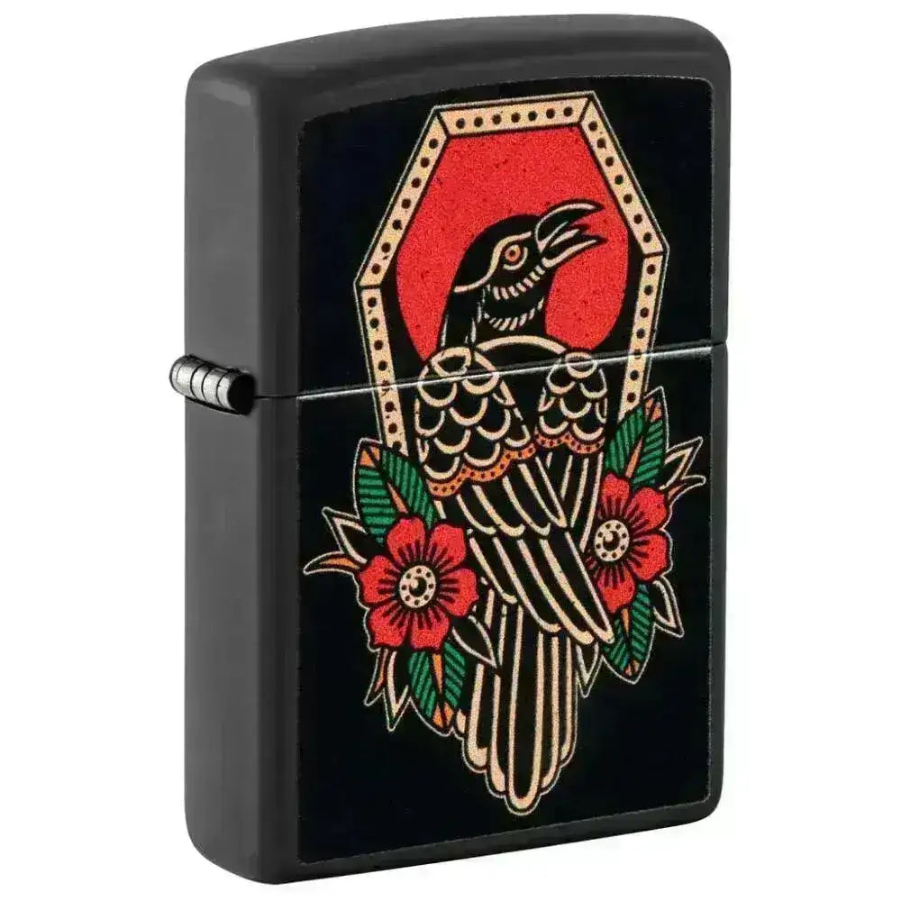 Zippo Lighter - Crow Tattoo Design - Game-On.no