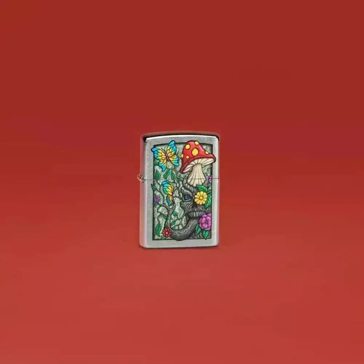 Zippo Lighter - Freaky Nature Design - Brushed Chrome - Game-On.no