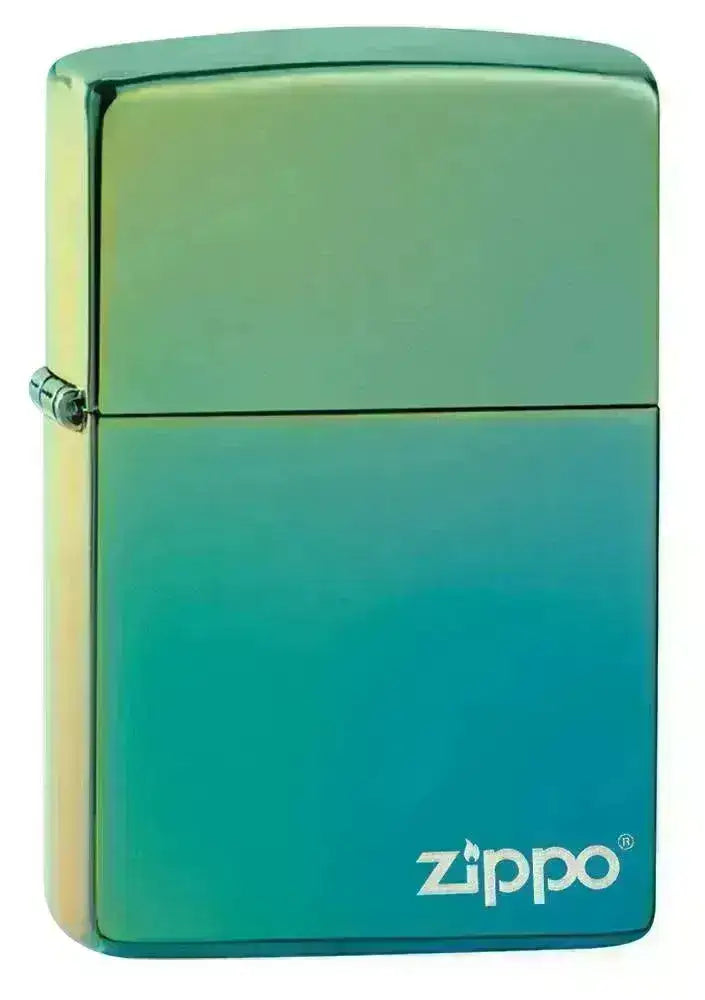 Zippo Lighter - Klassisk Høypolert Teal Logo - Game-On.no