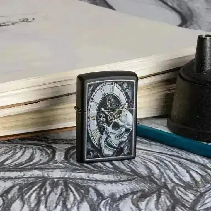 Zippo Lighter - Skull Clock Design - Game-On.no