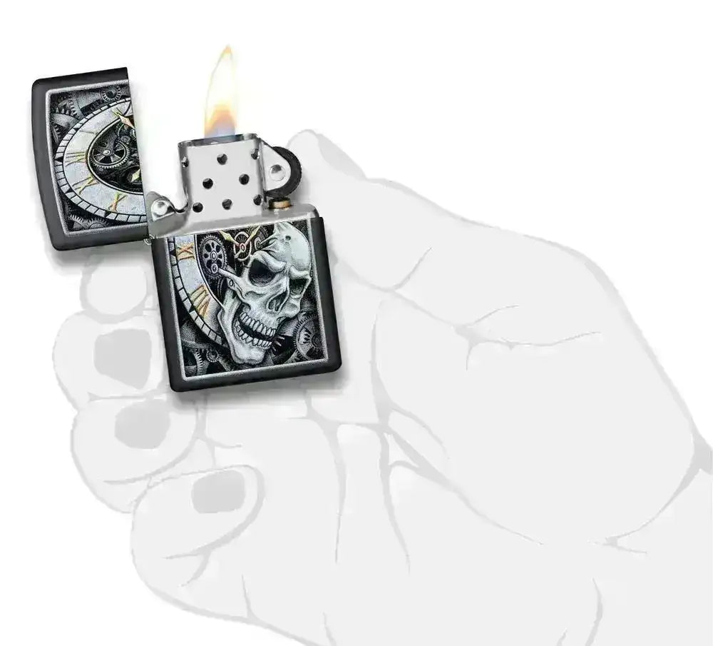 Zippo Lighter - Skull Clock Design - Game-On.no